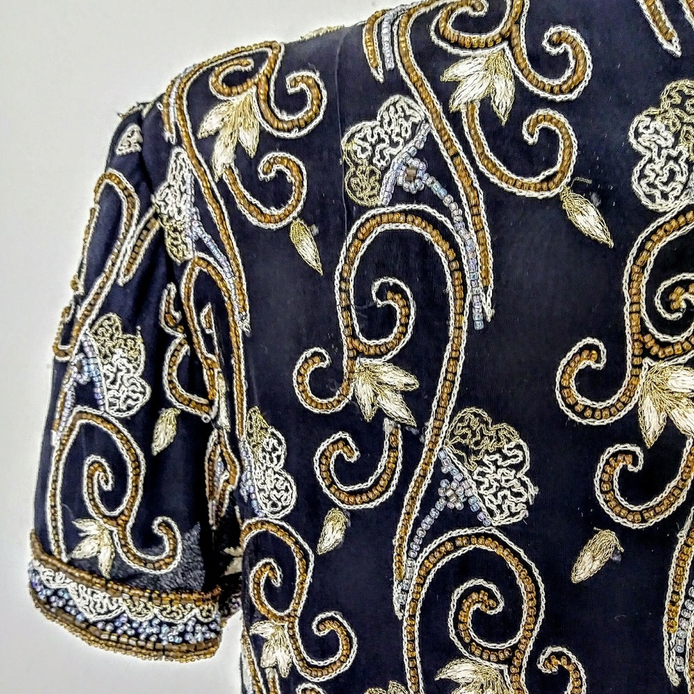 Beaded Baroque-style 100% Silk Blouse by Papelle - Picture 4 of 5